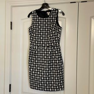 J. Crew Black and White Dress with Cinch Waist Size 0